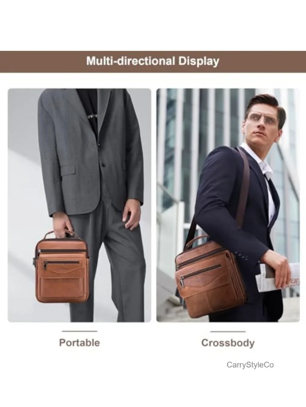Men's Genuine Cowhide Leather Messenger Bag Crossbody Shoulder Satchel Travel
